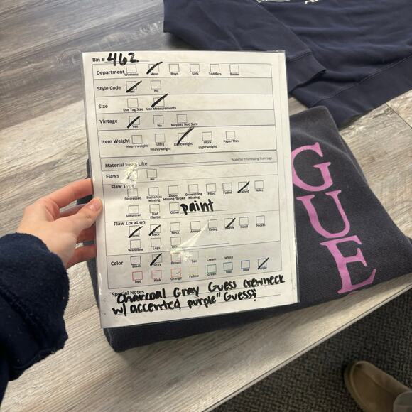 Vintage Guess Sweatshirt ‎ 80s 90s Charcoal Gray Womens L Spellout Crewneck USA - Picture 8 of 10